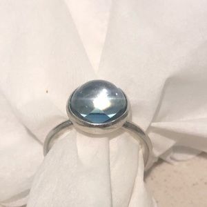 Blue stone ring size 5 sterling silver